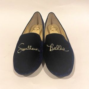 NWT C. Wonder “Southern Belle” Navy Velvet Smoking Slipper - Limited Edition